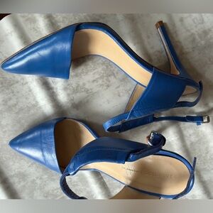 Blue Leather Women's Heels Size 37